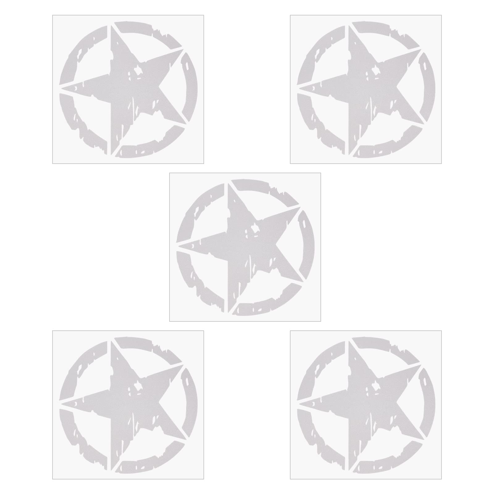 GORGECRAFT 5 Sheets Army Military Star Car Sticker Vehicle Body Bumper Hood Decals Vinyl Automotive Exterior Decoration for SUV Truck Motorcycle Doors Walls Laptop, Silver