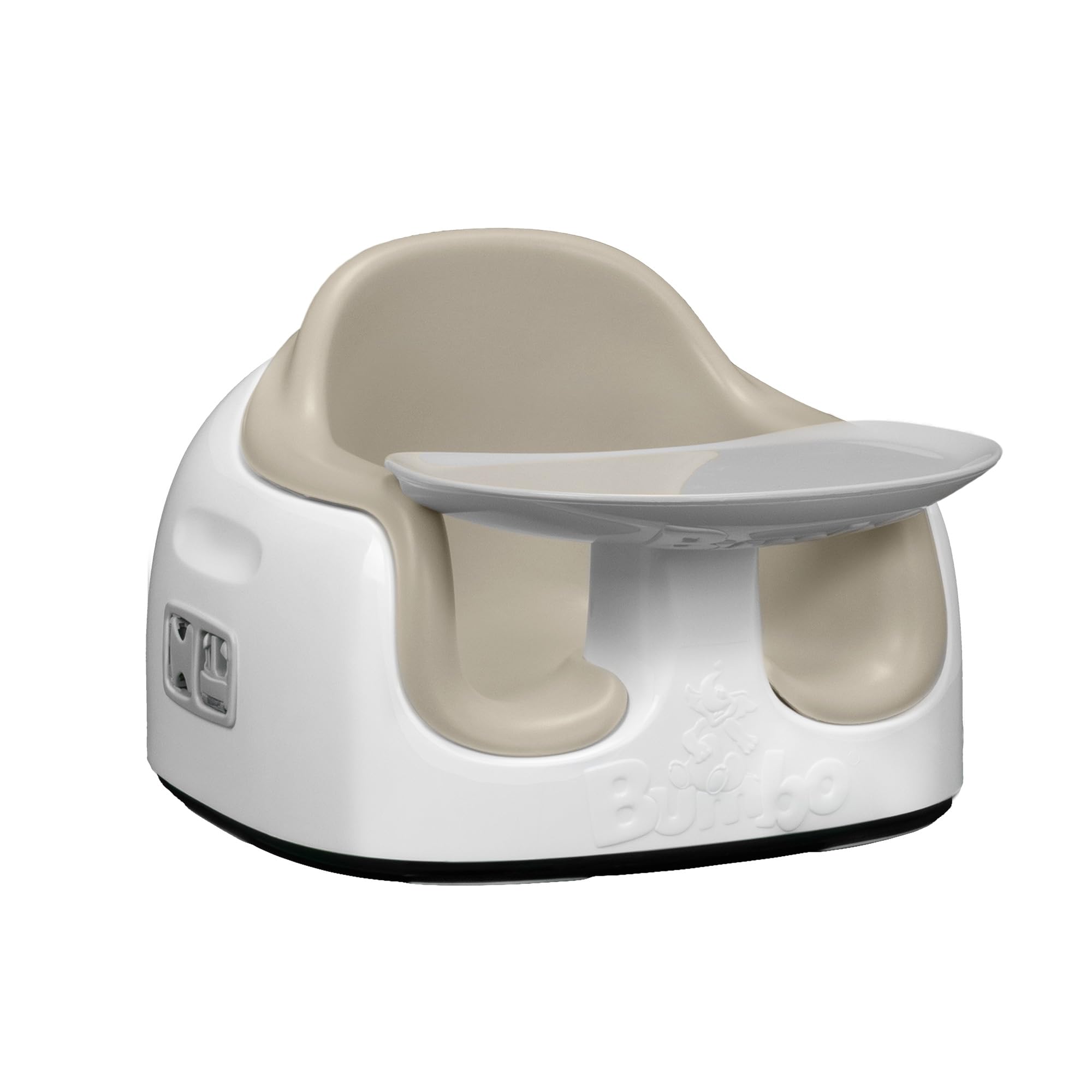 Bumbo Multi Seat - Asiento para Bebé 3 en 1 - Asiento de Suelo, Trona Portátil y Alzador de Silla para Comer - Bandeja Extaíble y Altura Ajustable - Color Taupe
