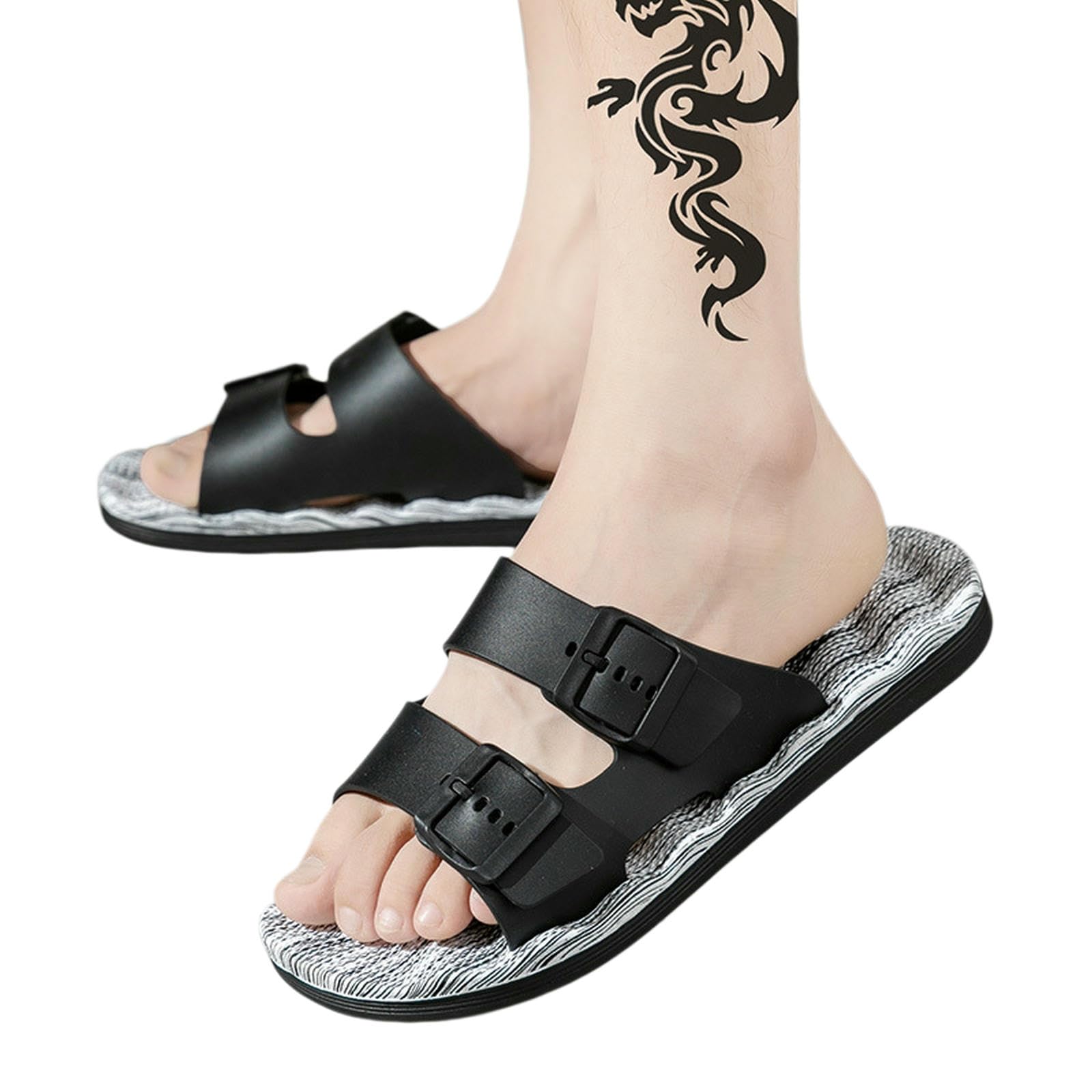 Sandales Homme Grande Taille 45 Antidérapantes avec Coussin Épais et Semelle Souple Eva