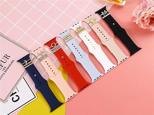 Miniatura 6 de 5Pcs Charms for Apple Watch band 41mm 45mm 40mm 44mm 38mm 42mm 46mm 49mm Women,Diamond+Metal Jewelry Decorative Ring For iWatch series 11 10 9 8 7 6