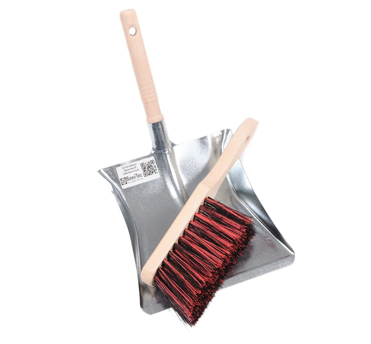 Profi Besen Komplett Set 80cm Breit mit Stiel ArengaMix Straßenbesen | Spezieller Metall-Stielstabilisator, Arenga-Elaston-Borsten-Mix, Besenstiel Ø28/1600mm, Handfeger 280mm, Metall-Kehrschaufel