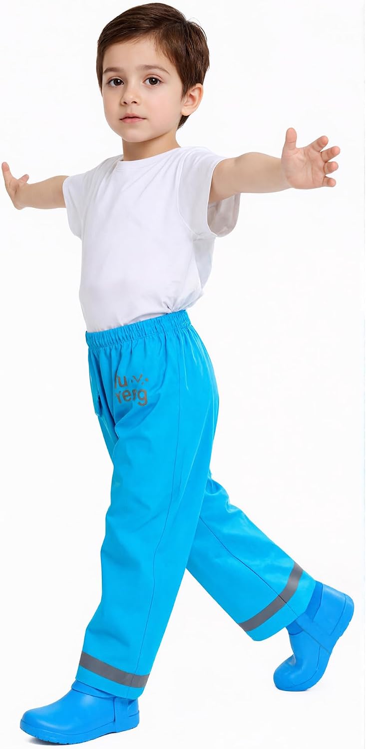 Kids Waterproof Rain Pants Toddlers Boys Girls Dinosaur Rainwear with Reflective Strips