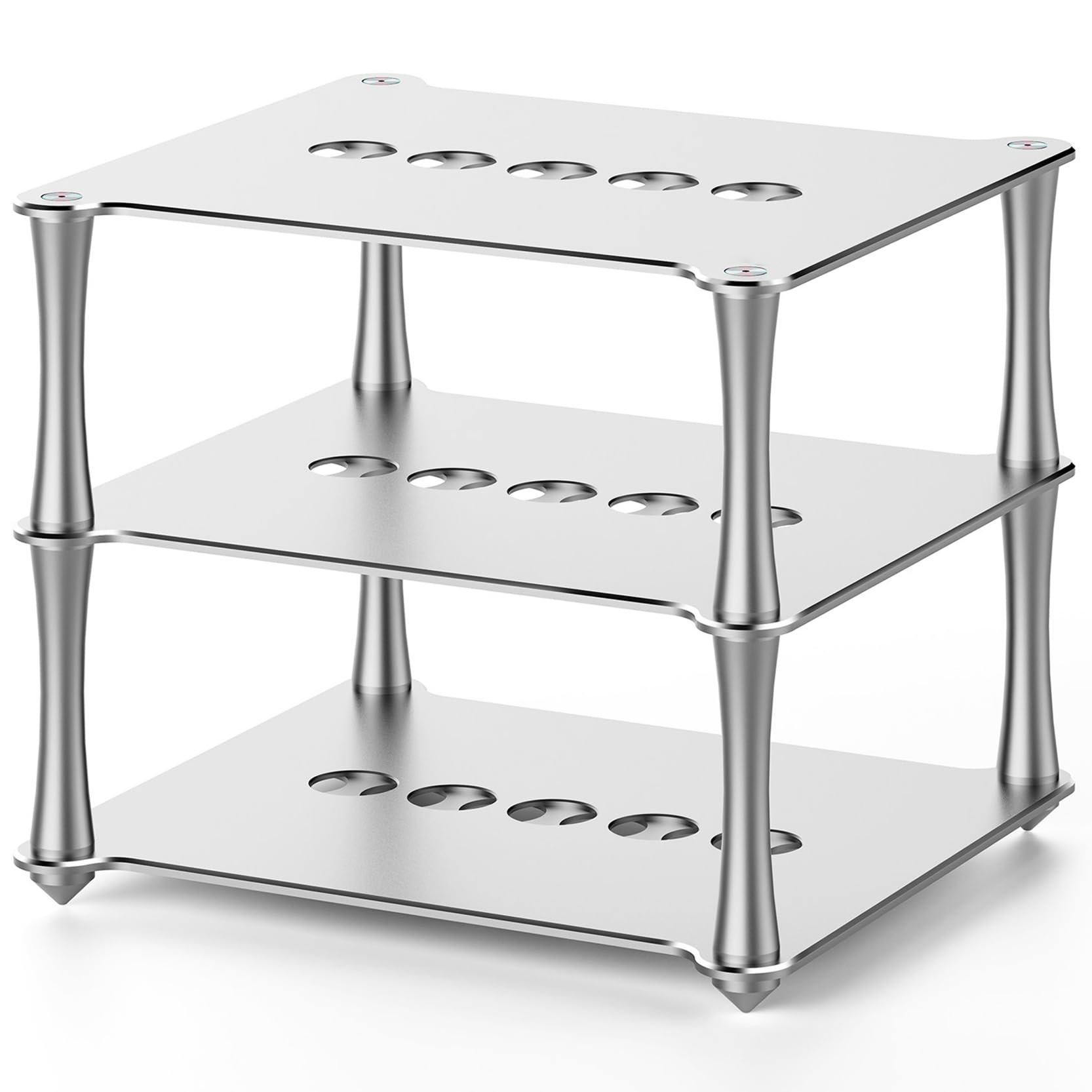 Mueble de audio para salón y oficina soporte ventilado de aluminio de 3 niveles