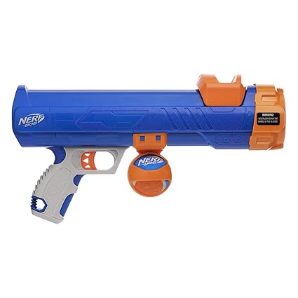 Nerf Dog Tennis Ball Blaster Gift Set Dog Toy, Blue/Orange/Gray, 12 Inch Ultra Compact Blaster with 1 Ball