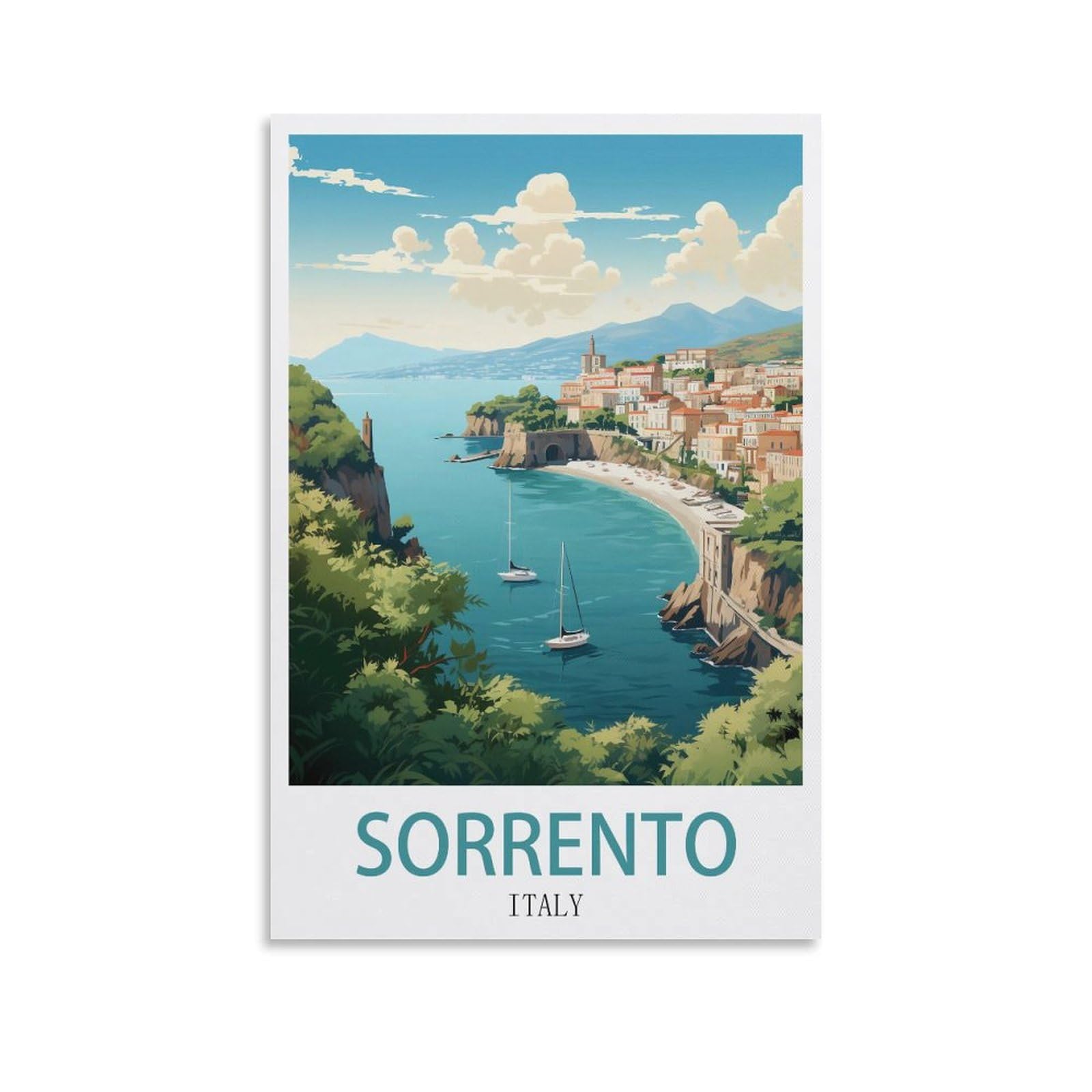 Sorrento Italy Vintage Travel Posters Coast 16x24inch(40x60cm) Print Home Bedroom Office Living Room Decor Canvas Poster