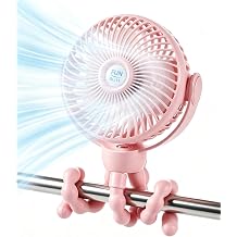 funbliss Fan for Stroller Pink,4000mAh Rechargeable