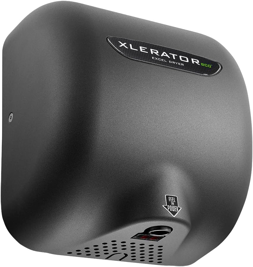XLERATOReco Hand Dryer, Excel Dryer XL-GR-ECO-1.1N-110-120V Hand Dryer, Automatic, Surface-Mounted, Cast Cover, Textured Graphite Paint, 110-120V with Noise Reduction Nozzle