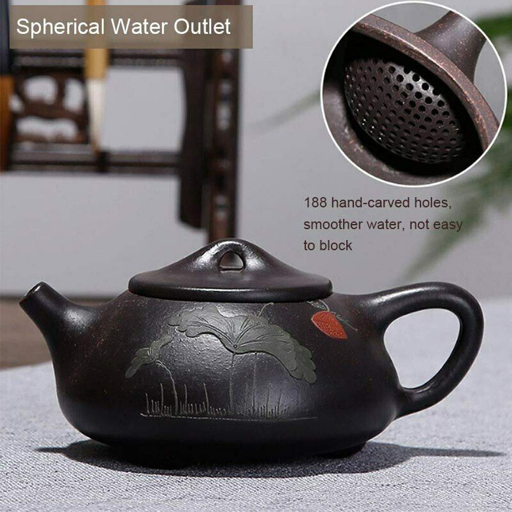 Teekanne, 227 ml, chinesischer Yixing, echter schwarzer Tonerde, Zisha Shipiao 8oz 240ml color flower
