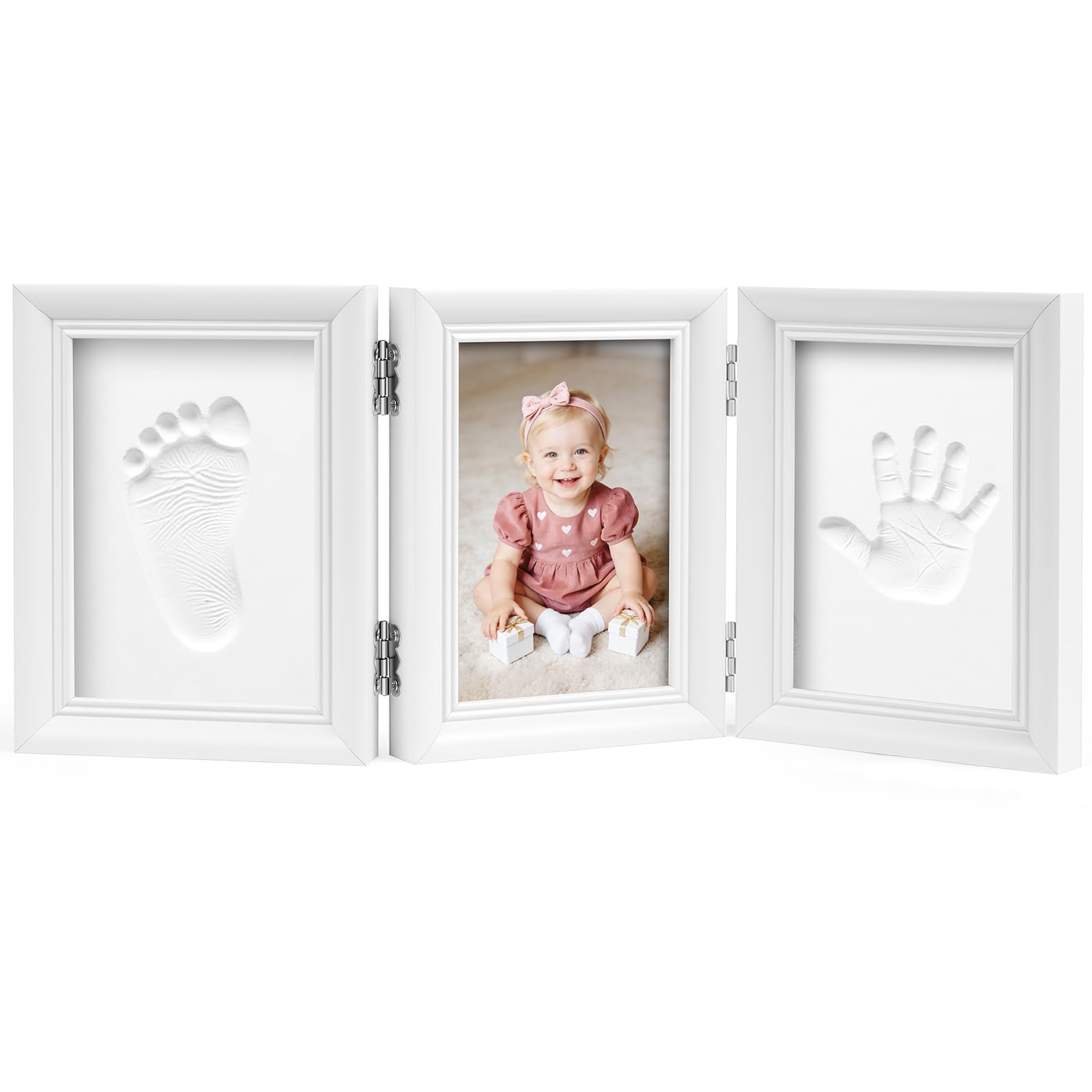 Vicloon Zestaw dłoni i stóp dziecka, prezenty na baby shower, spersonalizowany prezent dla noworodków i chłopców, pamiątka rodzinna, prezenty dla nowych rodziców, ramki na zdjęcia z pamięcią dla dłoni