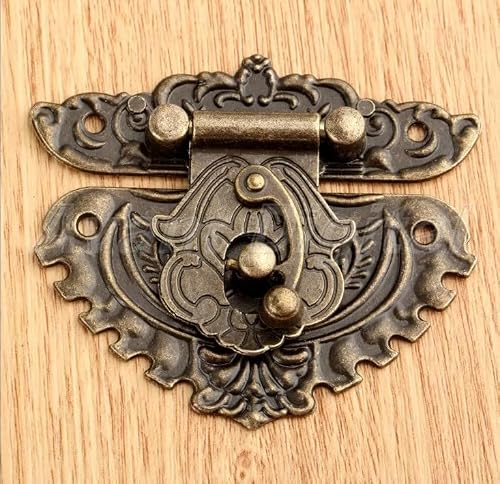 Tia Corner Protector Decorative Fitting Bronze Metal Bracket with Nails Wooden Alloy Steel Jewellery Box (1, Antique Retro Lock-3.5Inch)