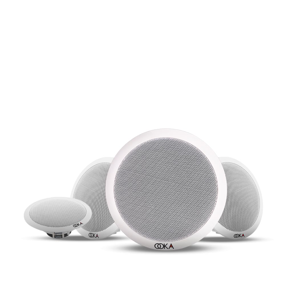 Twins 707 Bluetooth Ceiling Speaker | 6" Full Range Flush Mount 20W RMS 100V | Wireless Bluetooth 5.0 Ceiling Speaker System for Home, Office, Cafe, Hotel, Set of 4 – White