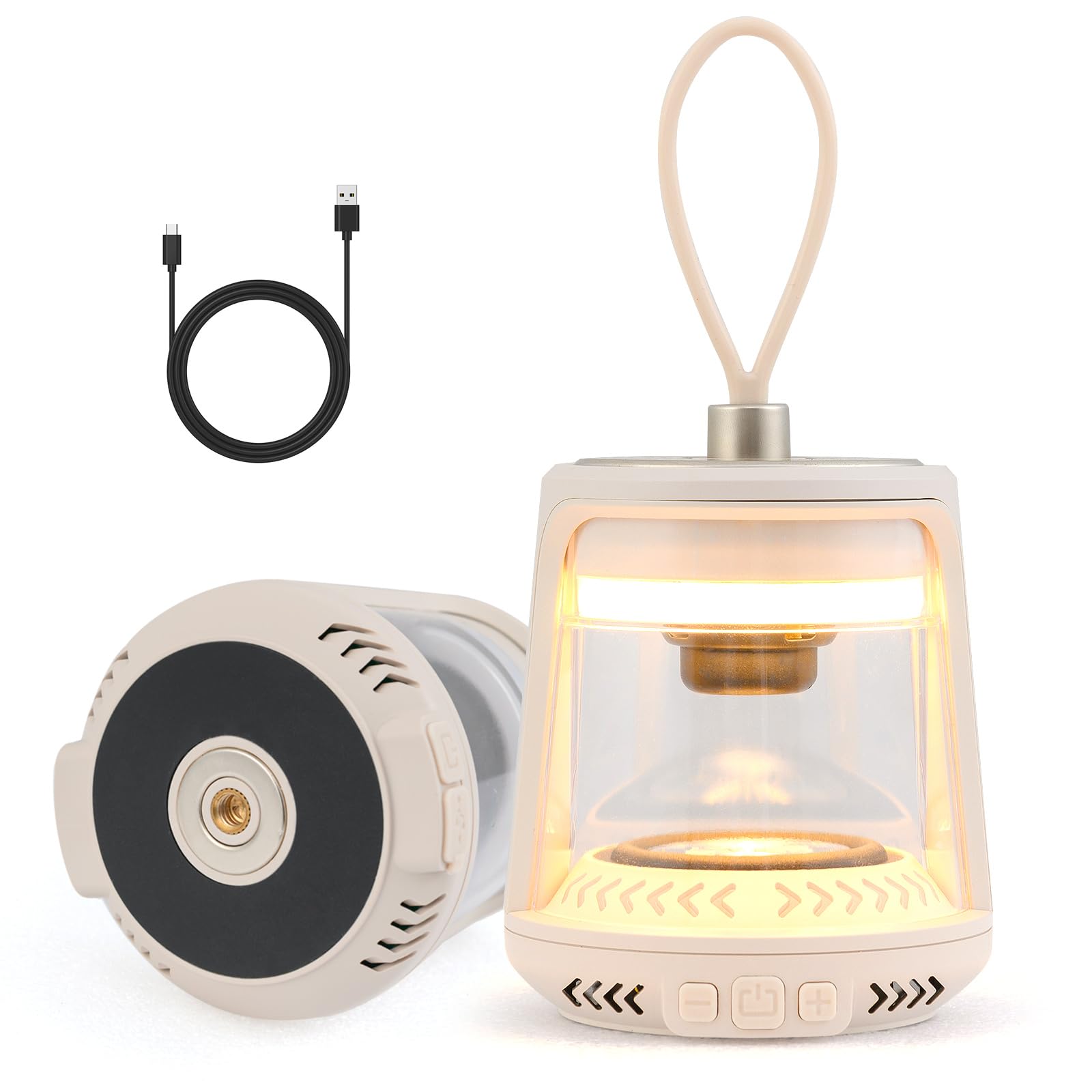 Toolsempire LED Camping Lantern with 3 Light Color, Flickering RGB Mode, Magnetic Base & Flexible Handle, Rechargeable Camping Lighting for Patio, Pool Party & Hiking