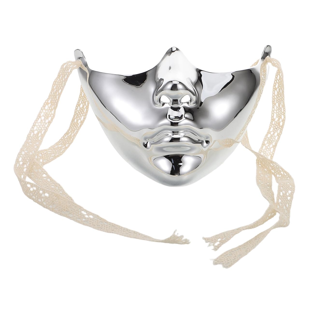 Healeved Punk Mechanical Half Face Mask Cosplay Mask, Silver