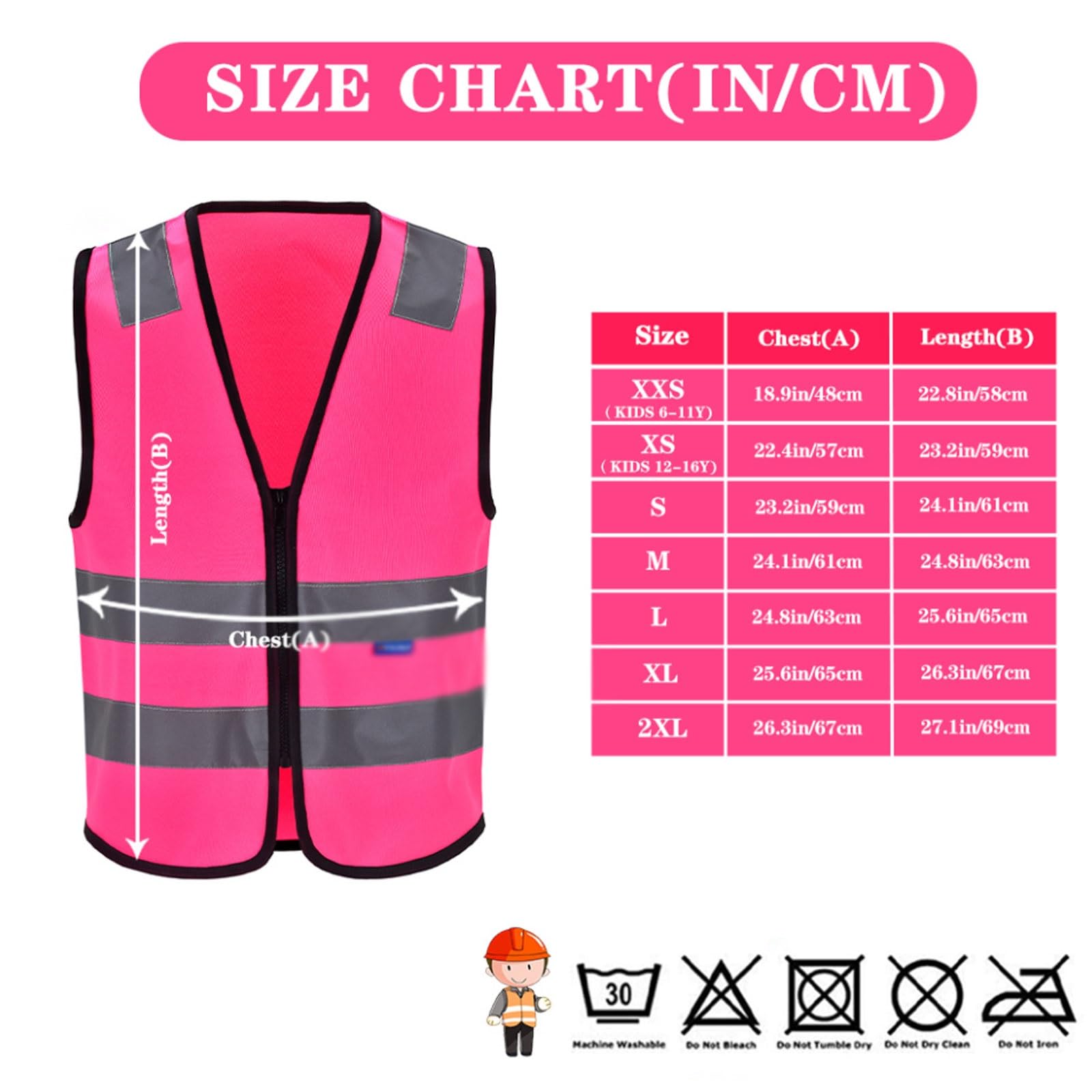 Chaleco de seguridad de alta visibilidad for hombres y mujeres, chaleco de trabajo reflectante con bolsillos y cremallera, ropa de seguridad vial. chaleco reflectante