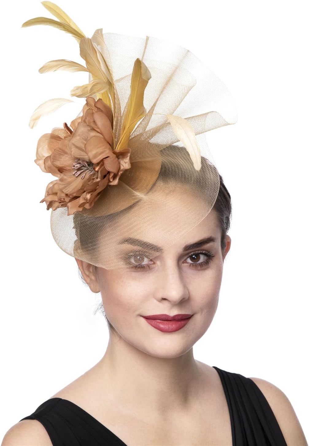 HaojingWomen's Organza Church Kentucky Derby British Fascinator Bridal Tea Party Wedding Hat Summer