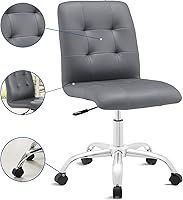 Vista 15 de Modway Prim Silla de oficina giratoria sin brazos con respaldo medio acanalado en gris
