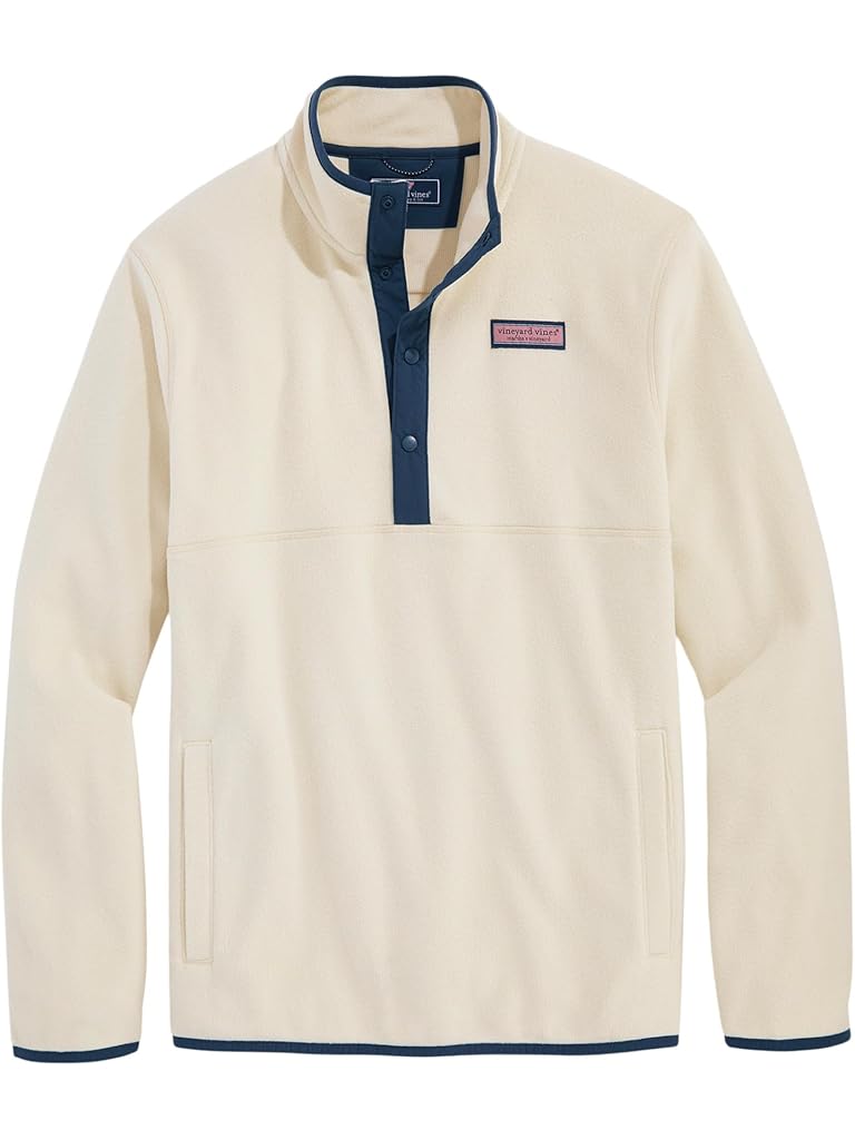 Khaki Vineyard Vines Harbor Fleece Quarter-Snap