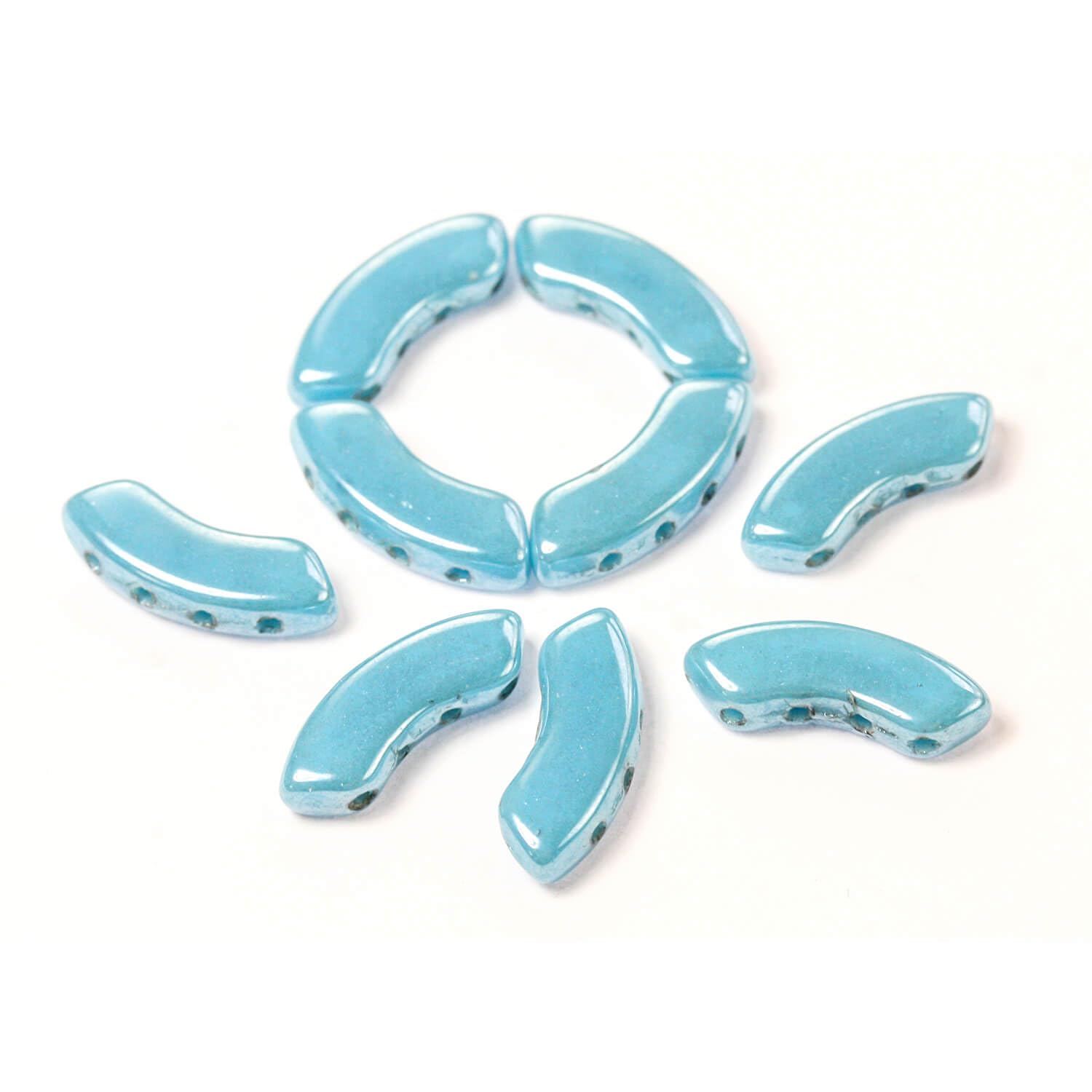 PotomacBeads QuadBow Beads - Turquoise Shimmer | Pack of 20