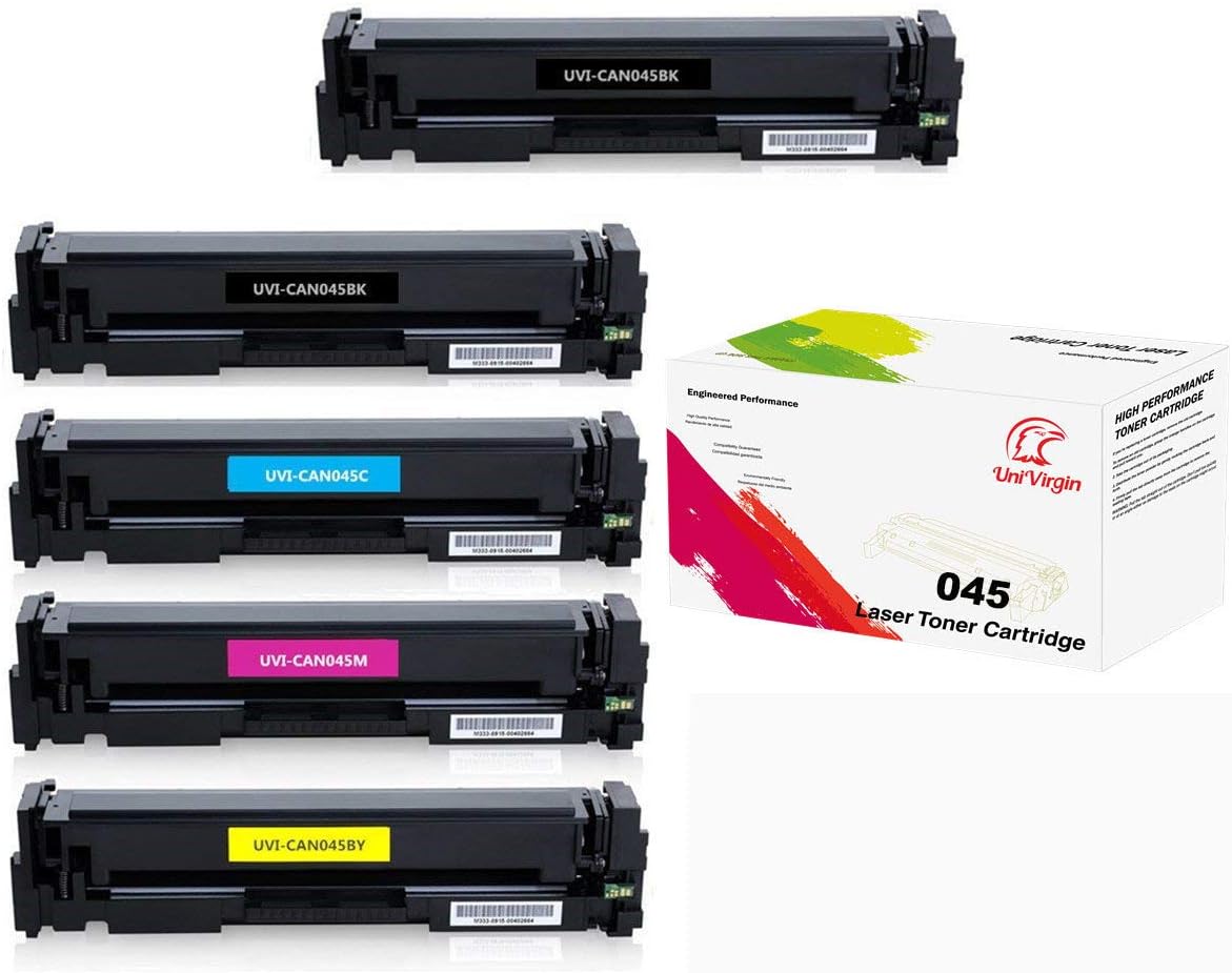 UniVirgin Replacement Color Toner Set for Canon 045 Toner Cartridge Compatible with Canon ImageCLASS MF634Cdw MF632Cdw LBP612Cdw 5PK/BBCMY
