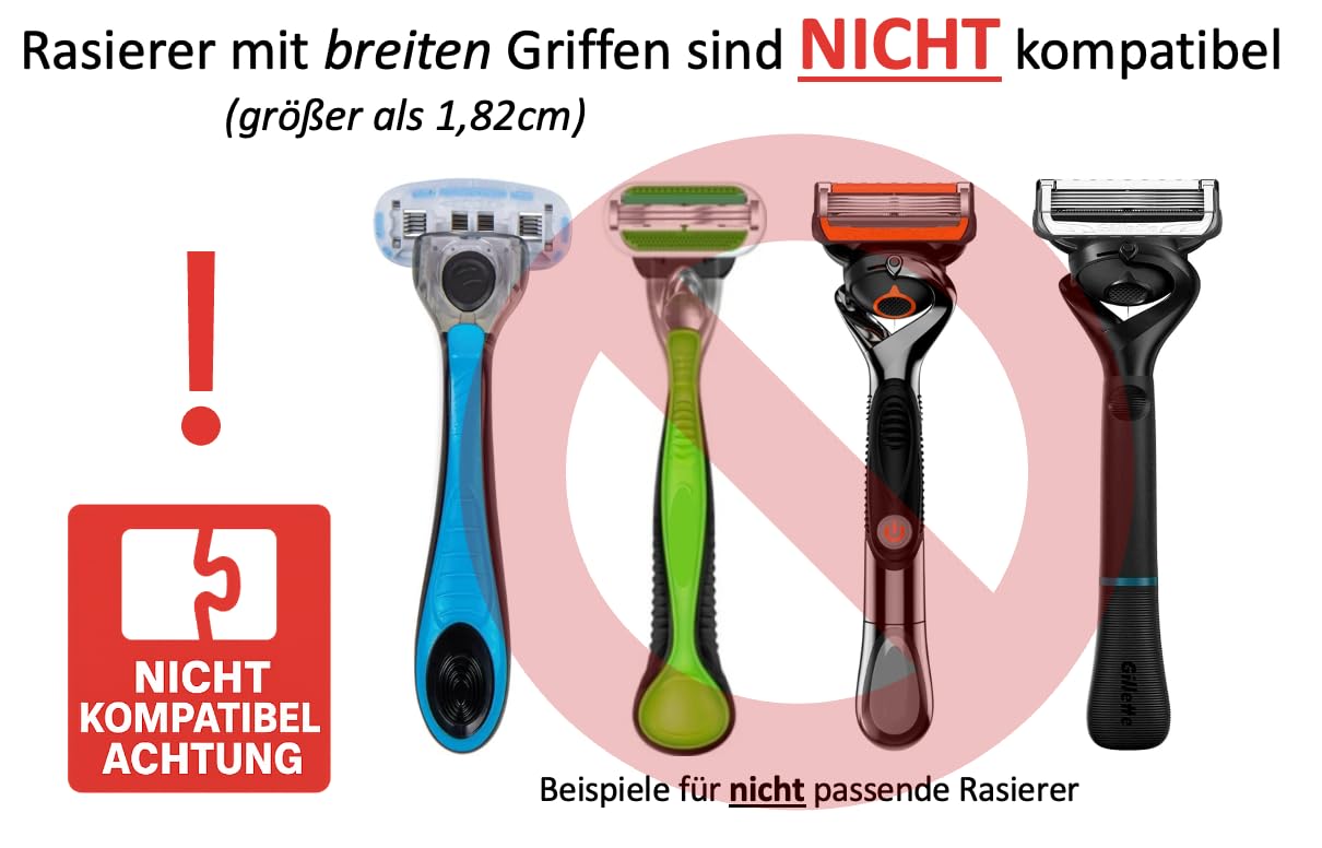 Rallonge de rasoir dorsal - Support de rasoir pour rasage du dos - Compatible entre autres avec Gillette Fusion5, ProGlide, Mach3 - Aide au rasage - Fabriqué en Allemagne (avec cale de