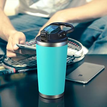 Stainless Steel Tumbler with Lid and Straw 20oz, Vacuum Insulated Coffee Tumbler Cup, Travel Coffee Mug, Double Wall Travel Mug with Splash Proof Lid(Teal)
