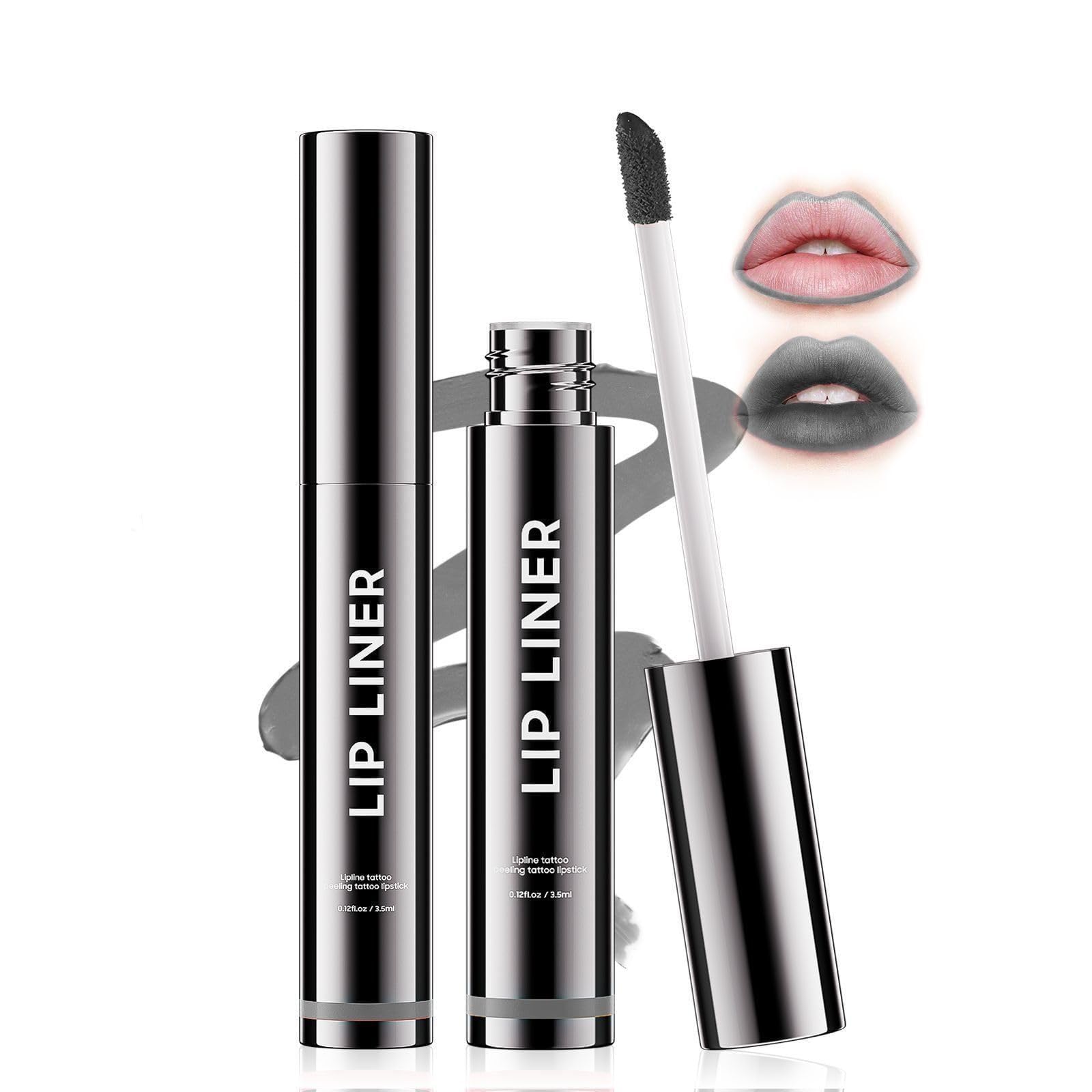 Peel Off Lip Liner Highly Pigmented - Lip Stain Long Lasting Waterproof as Valentines Day Gifts for Women Girls, Lip Tint Stain Peel Non-Sticky & Smudge-Proof Easy to Use & Natural Finish (Black)
