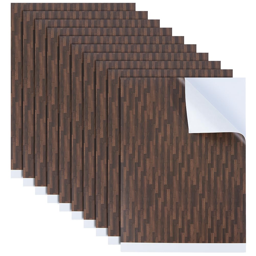 BENECREAT 10Pcs Self Adhesive Coated Paper for Miniature Scenery Model, 30x21cm/11.8x8.3 Inch Diorama Supplies Stickers for Miniature Village Roads Streets Brick Mat (Mixed-Color Brick Pattern)