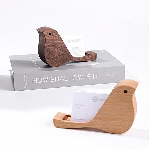 Miniatura 4 de Gaolinci Tarjetero de madera para escritorio, almacenamiento de tarjetas en forma de pájaro y soporte de exhibición