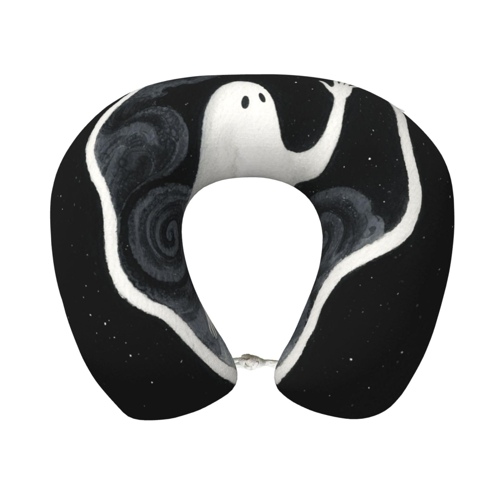FekiLoot Travel Pillow for Sleeping, Ghost Travel Neck Pillow Comfortable U Shape Memory Foam Neck Rest Support Portable Travel Accessories Suitable for Airplane Car Office