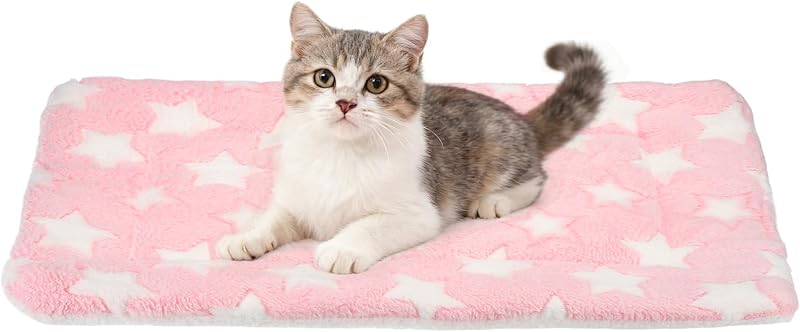 Colchonete para Cães e Gatos em Coral Fleece com Estampa de Estrelas PETAXCELL Rosa 53 x 36 cm