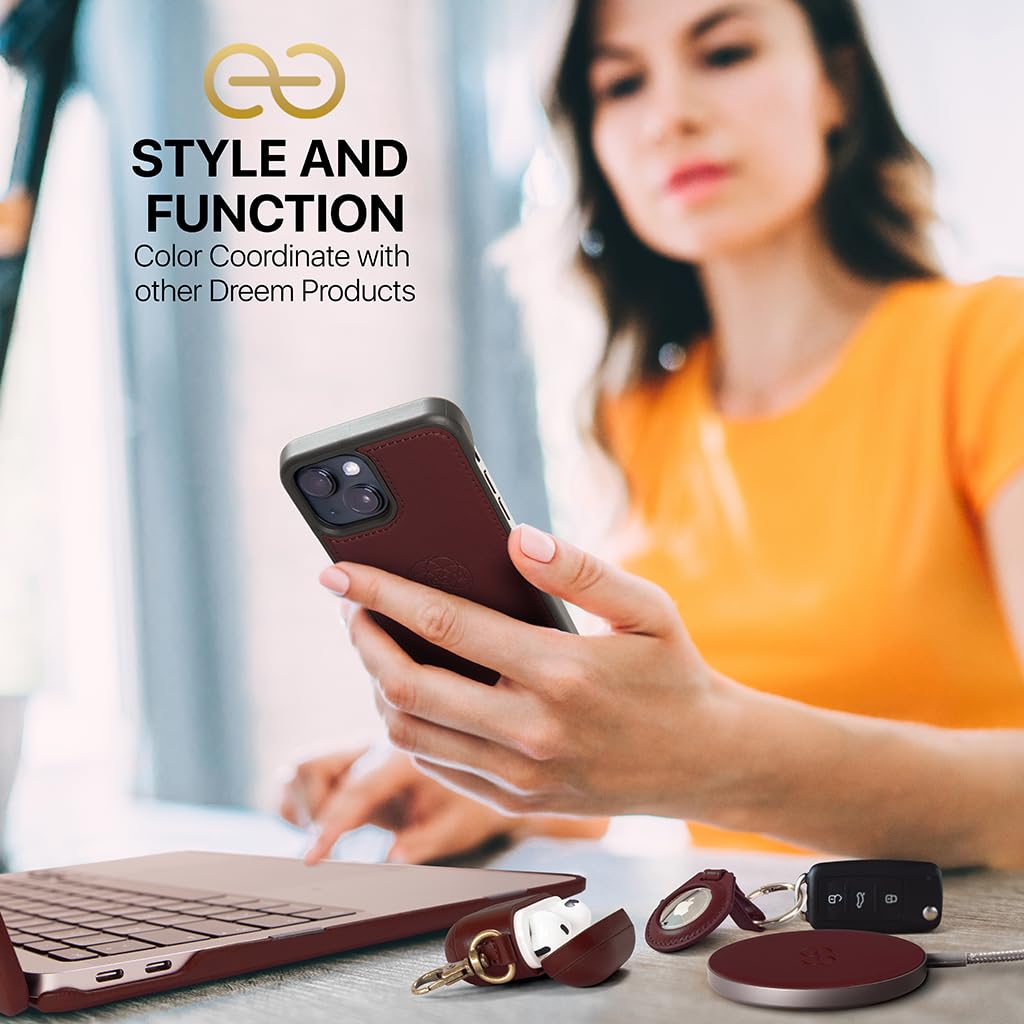 dreem Coque pour iPhone 15, Étui de Téléphone Révolutionnaire avec Support, en Cuir Végan, Coque Magnétique Détachable, Protection RFID, Boîte-Cadeau (Café) - 5