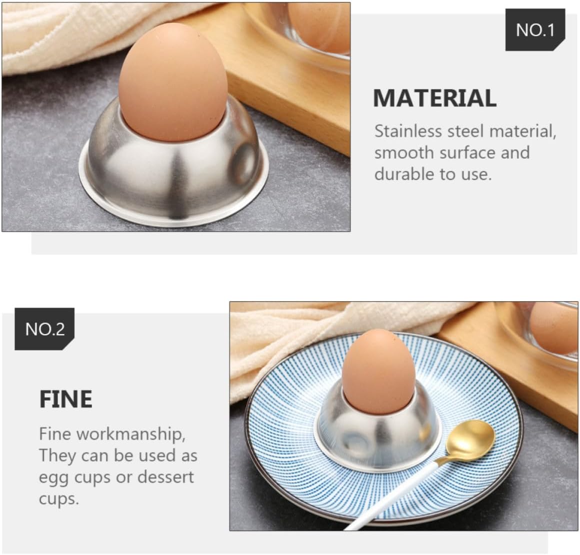 Stainless Steel Egg Cup Holder for Hard Boiled Eggs, Silver