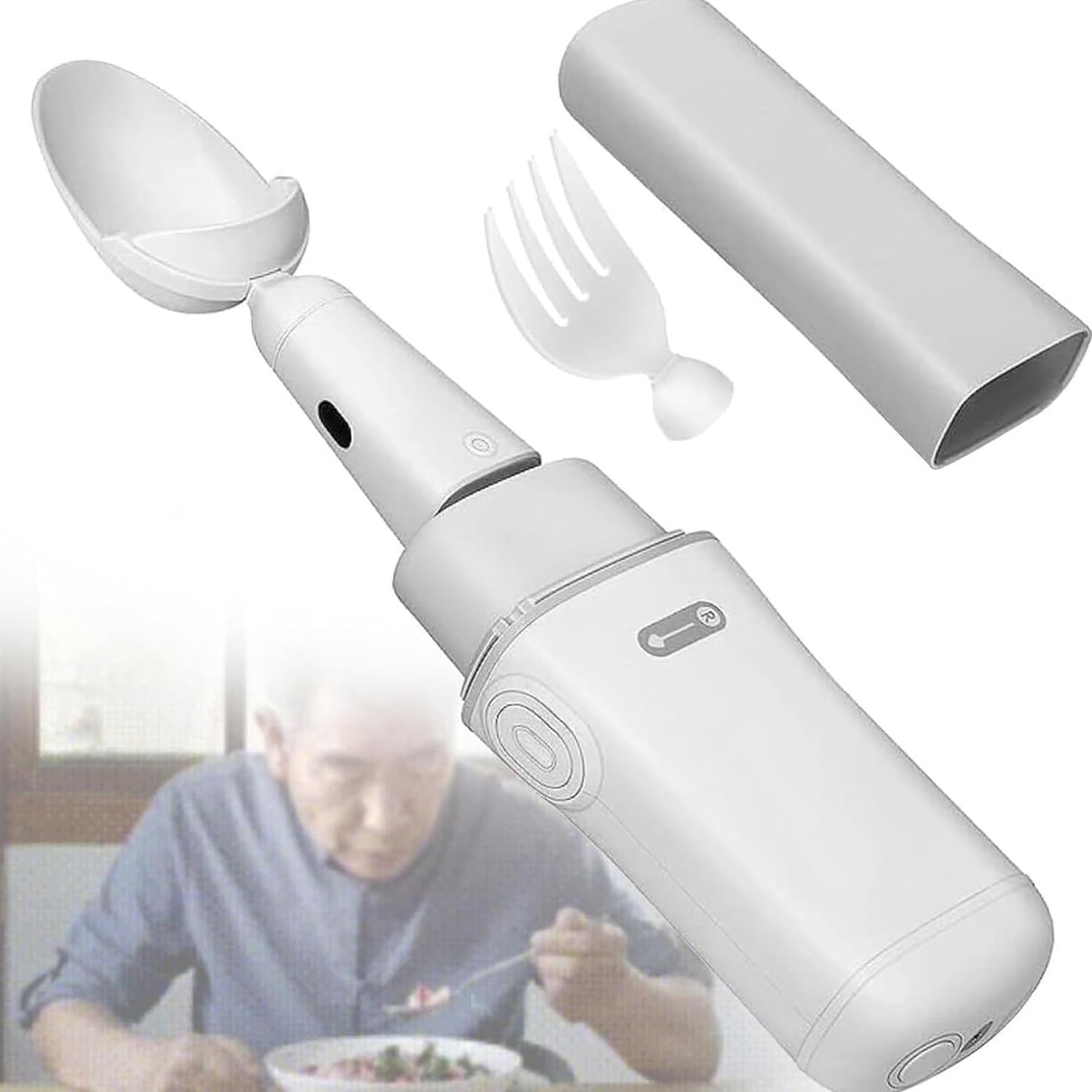 Cuchara antivibración Inteligente, Cuchara portátil para el Parkinson,Cubiertos para el Parkinson para los temblores Las Manos,Cubiertos adaptables para Dispositivos Asistencia