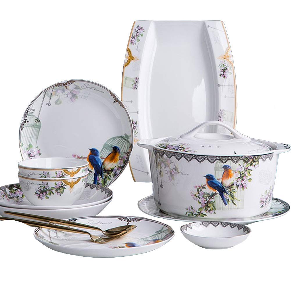 58-częściowy zestaw naczyń ceramicznych w stylu chińskim - eleganckie porcelanowe talerze i miski na rodzinne spotkania - kolekcja zastawy stołowej z porcelany kostnej