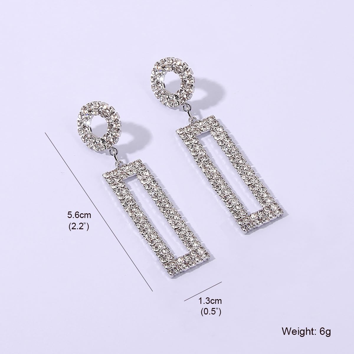 Geometric Rectangle Cubic Zirconia Rhinestone long Drop Dangle Earrings for women Hypoallergenic Pierced - Image 4