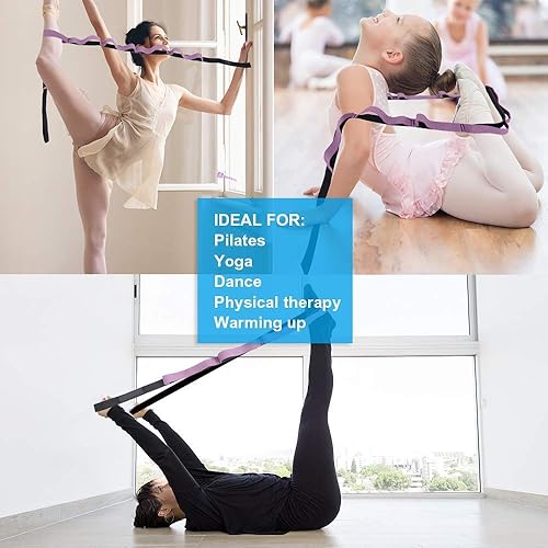 Miniatura 6 de Correas elásticas duraderas de alta calidad con bucles, correa de estiramiento para terapia física, correa de yoga de múltiples bucles, correa de