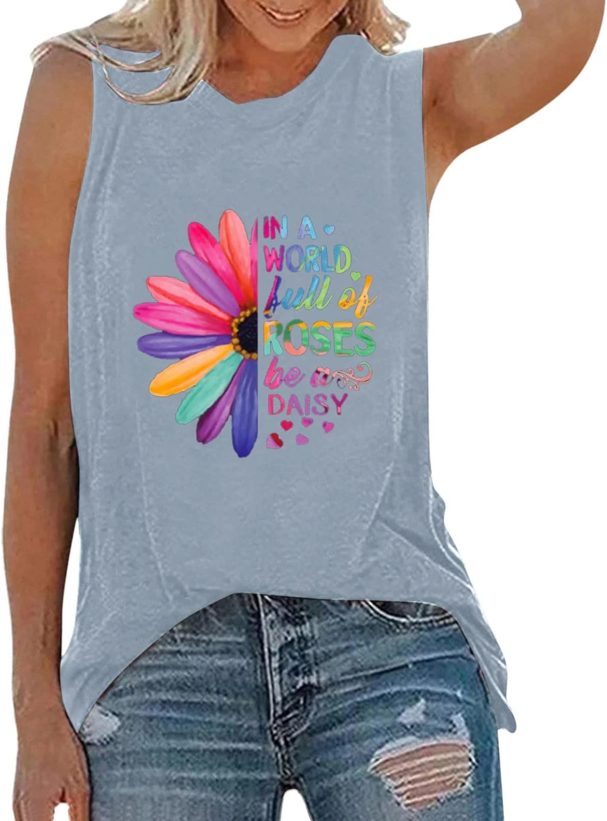 HZMMAthletic Tops Girls Women Activewear Tank Tops Sleeveless Yoga Workout Tank Tops Loose Fit Running Exercise Graphic T Shirt Blank Tops Women Plus Size