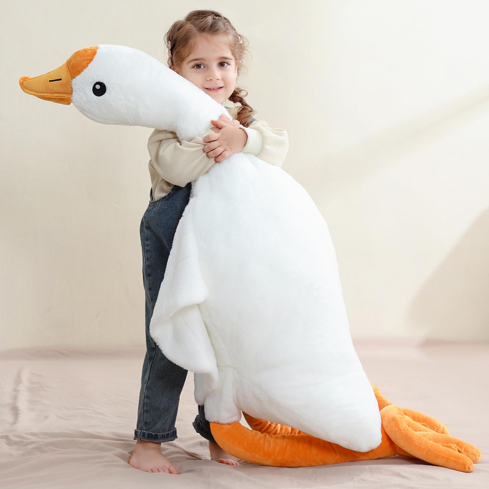Gigante oca peluche grande anatra peluche cuscino bambola Kawaii regalo per bambini (piedi grandi, 160 cm)
