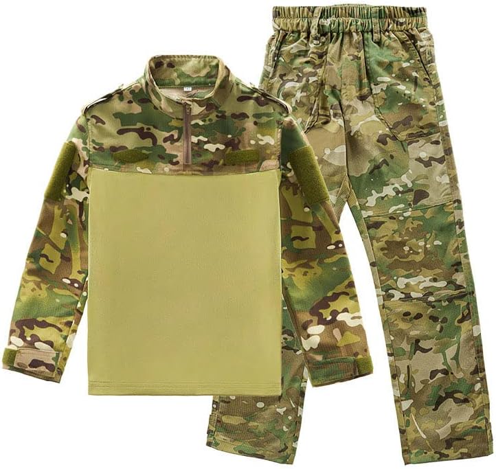 Outdoor Sports Airsoft Shooting Shirt Pants Set Battle Dress Tactical BDU Set Combat Camouflage Kid Child Uniform