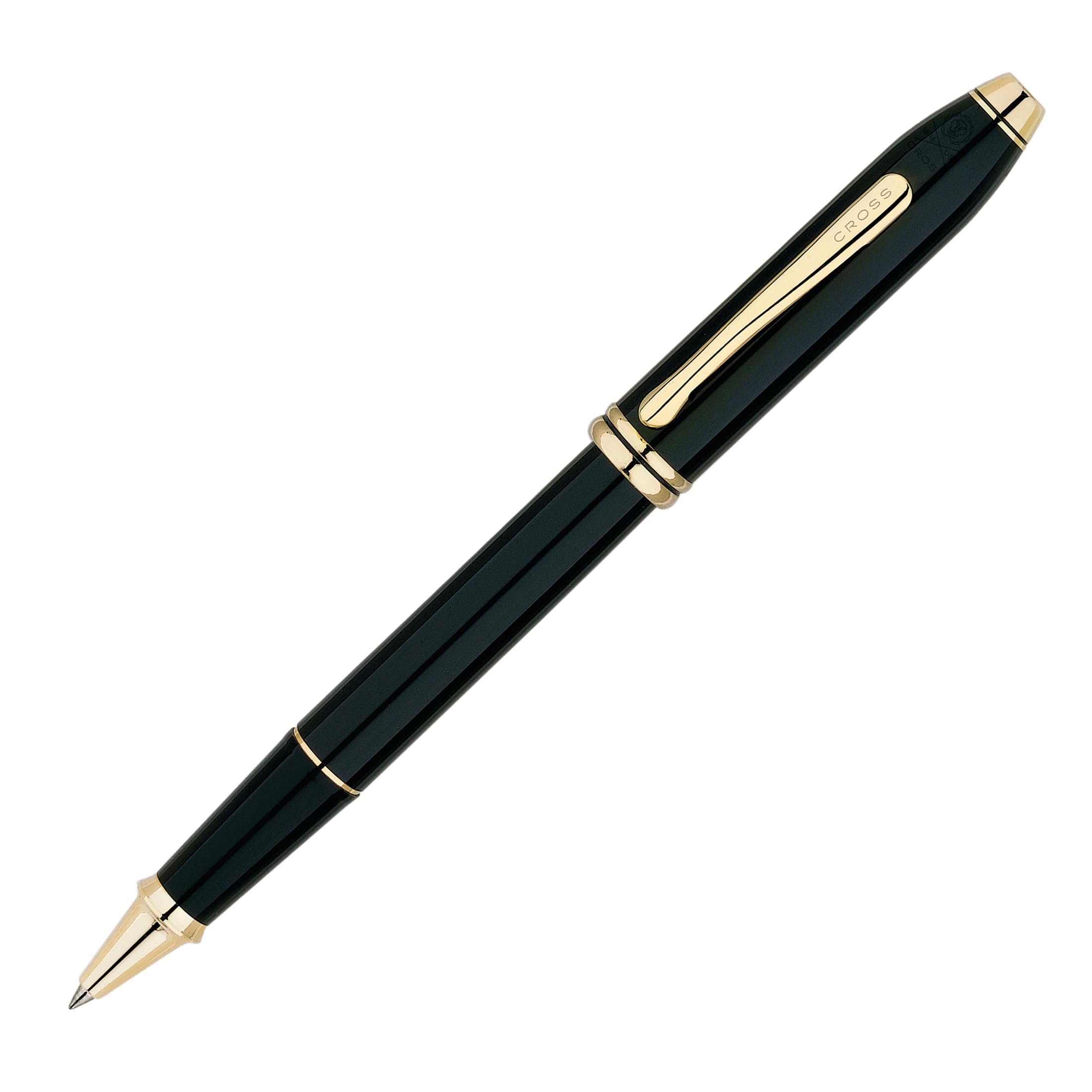 Cross Townsend Rollerball (Strichstärke M, Schreibfarbe: schwarz, inkl. Luxus Geschenkbox) Schwarz-Lack/ Goldplattiert