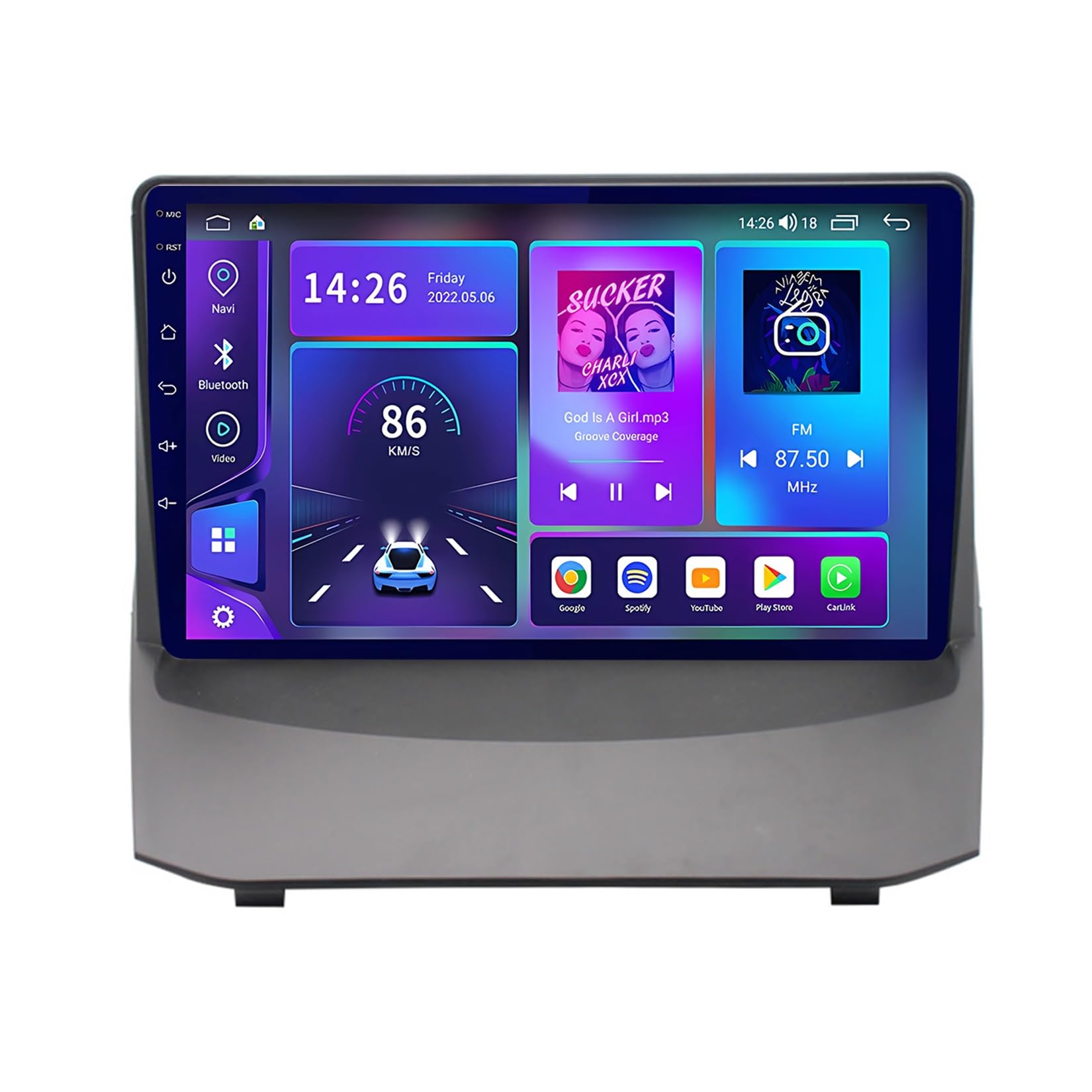 Genérico Radio de Coche Android 12 de 10 Pulgadas con Doble DIN para Ford Fiesta MK6 (2009-2018): GPS, Bluetooth, cámara de visión Trasera AHD, Control en el Volante, CarPlay y Android Auto Integrado