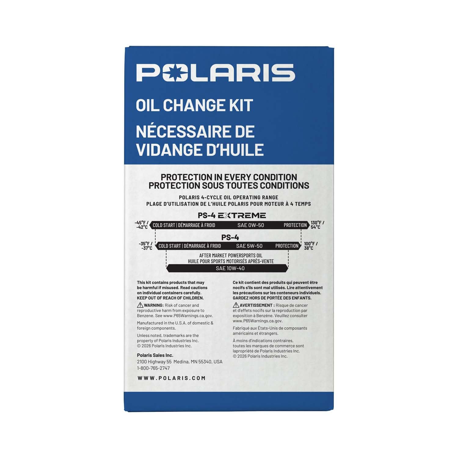 Polaris Off Road Full Synthetic Oil Change Kit, 2877473, 2 Quarts of PS-4 Engine Oil and 1 Oil Filter
