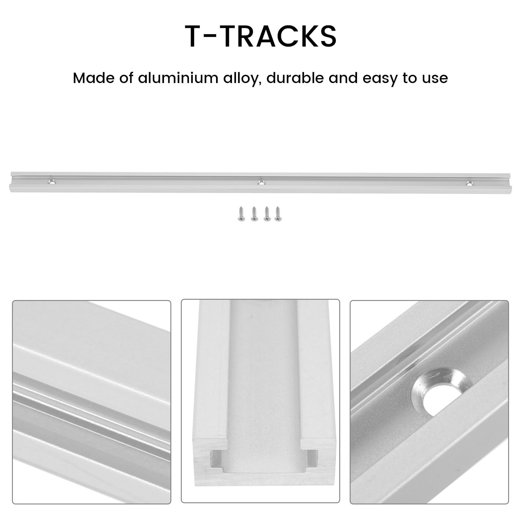2 trazas t track herramientas de carpinteria T-Slot de aleación de aluminio de 400 mm con tornillos autorroscantes herramientas para trabajar madera