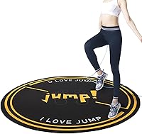 Nisorpa 49" Round Jump Rope Mat - 1/4" Thick Non-Slip Shock Absorbing Pad for Skipping, Cardio, Gym Workouts - Black/Yellow
