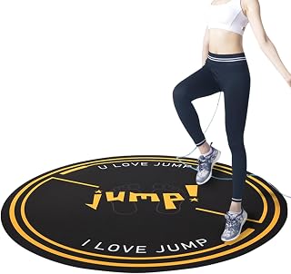 Nisorpa 49" Round Jump Rope Mat - 1/4" Thick Non-Slip Shock Absorbing Pad for Skipping, Cardio, Gym Workouts - Black/Yellow