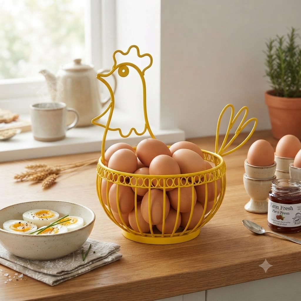 Hen Shape Egg Basket - Metal Kitchen Basket -9