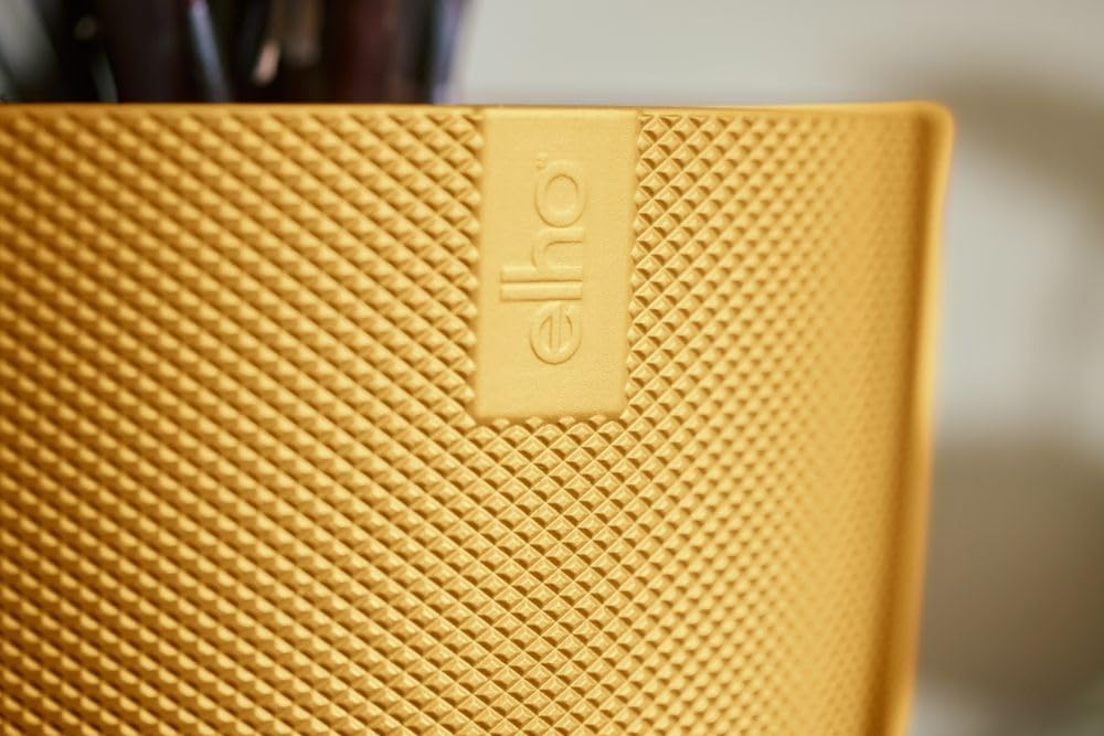 Elho Jazz Round 14cm - Maceta Pequeña Interior - Estructura Única - 100% Plástico Reciclado - Ø 14.2 x H 13.1 cm - Amarillo/Amarillo Ámbar — view 9