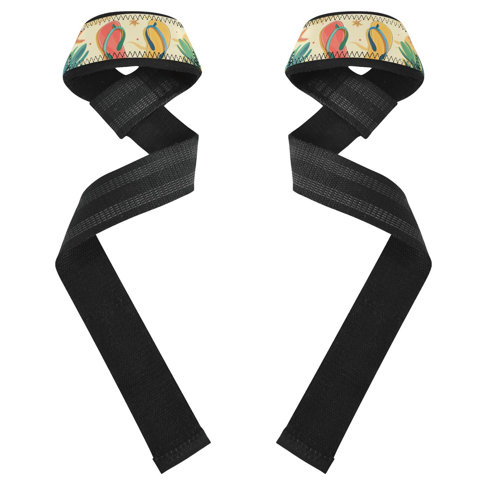 Nander Summer Beach Slippers Wrist Straps for Weightlifting,Lifting Straps with Neoprene Cushioned Wrist Padded and Anti-Skid Silicone for Strength Training,Bodybuilding,Deadlifting