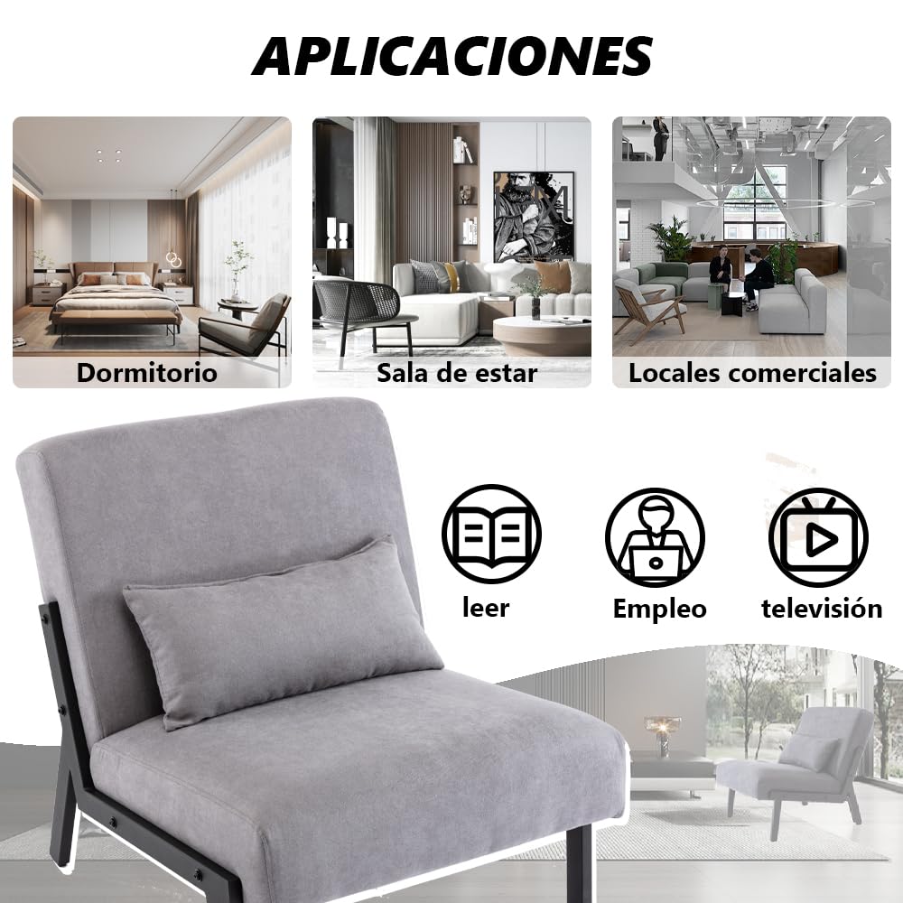 Mingone Sessel Lounge Modern Einzelsessel mit Rückenlehne Loungesessel Design Cocktailsessel Relax Sessel mit Kissen Bequemer Polstersessel für Wohnzimmer Schlafzimmer Balkon (1, Grau)