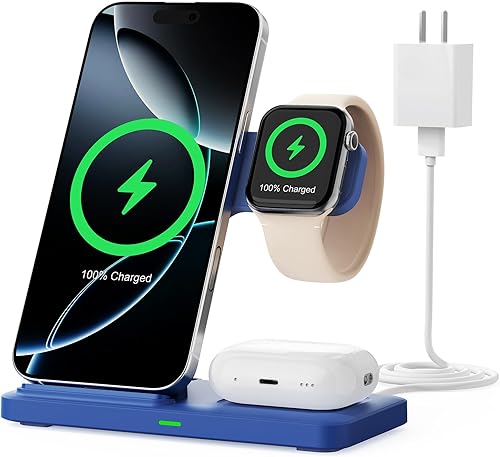 Estación de carga de cargador inalámbrico 2025 soporte de cargador 3 en 1, múltiples dispositivos para 16e 16 15 14 Pro Max 13 12 11 - Watch 10 9 8